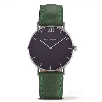 PAUL HEWITT dámske hodinky Sailor Line quartz PHSASSMB12S 36 mm ružové zlato oceľové puzdro biely pieskový ciferník čierny kožený remienok