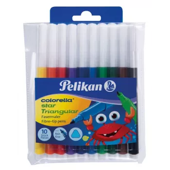 Pelikan 985663 sada tenkých fixiek, 10 rôznych farieb, umývateľný atrament, vetrané bezpečnostné uzávery, tenký 1,0 mm hrot