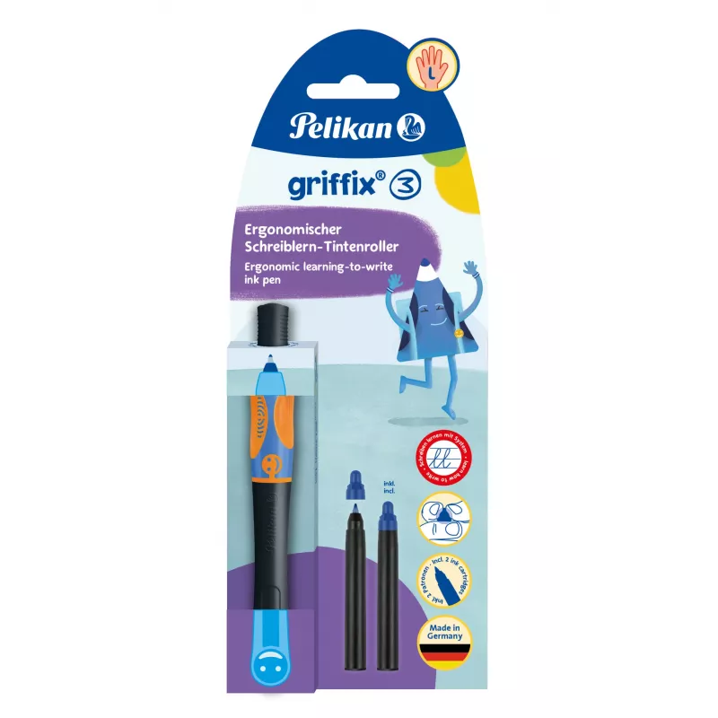 Pelikan griffix Neon Black ľavácke rollerball pero - ružové 821018