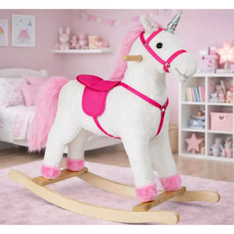PETMEX hojdací kôň jednorožec biely 74cm 2252