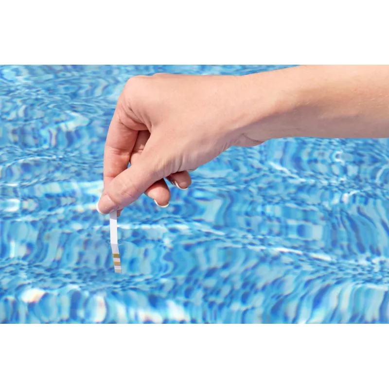 PH Pool Tester Bestway 58142 - 50 testovacích prúžkov na vodu pre voľný chlór, pH hodnotu, celkovú alkalitu