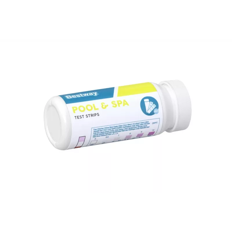 PH Pool Tester Bestway 58142 - 50 testovacích prúžkov na vodu pre voľný chlór, pH hodnotu, celkovú alkalitu