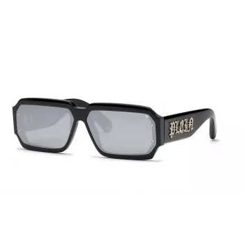 PHILIPP PLEIN MAN SPP150-670703 slnečné okuliare hranaté čierny rám sivé sklá 67/11/145 mm