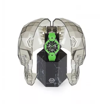 Philipp Plein Pánske automatické hodinky PWPFA0624 46mm Nerezová oceľ Čierna Silikón