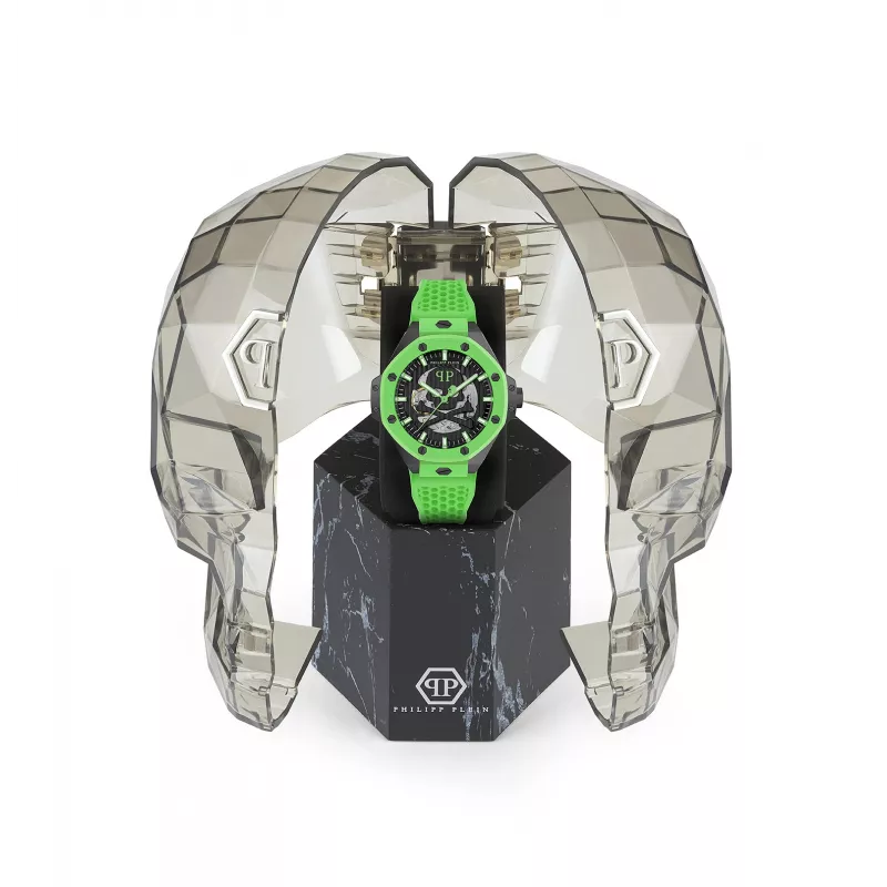 Philipp Plein pánske automatické hodinky PWPFA0624 46mm nehrdzavejúca oceľ, čierny silikón