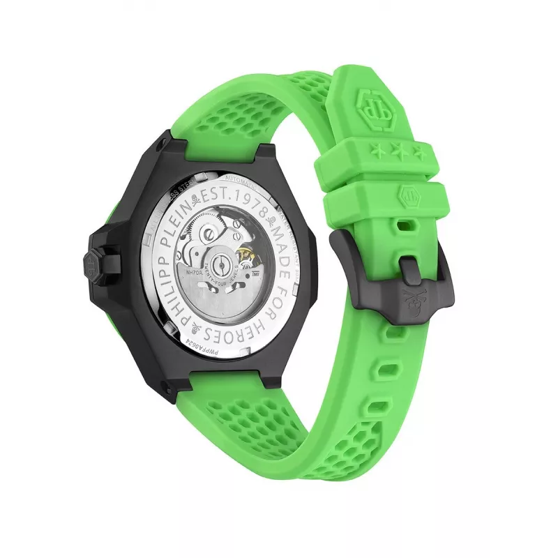Philipp Plein pánske automatické hodinky PWPFA0624 46mm nehrdzavejúca oceľ, čierny silikón