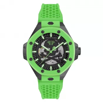 Philipp Plein Pánske automatické hodinky PWPFA0624 46mm Nerezová oceľ Čierna Silikón