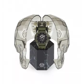 Philipp Plein pánske automatické skeletonové hodinky PWUBA0423 44 mm čierny silikón