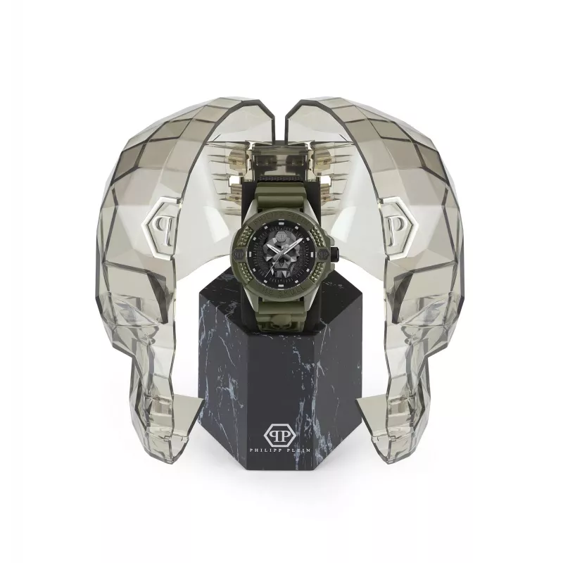 Philipp Plein pánske automatické skeletonové hodinky PWUBA0423 44 mm čierny silikón