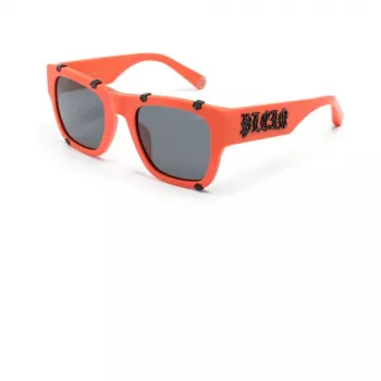 Philipp Plein SPP042W54V47F pánske obdĺžnikové slnečné okuliare čierne/sivé 54/23/145 mm