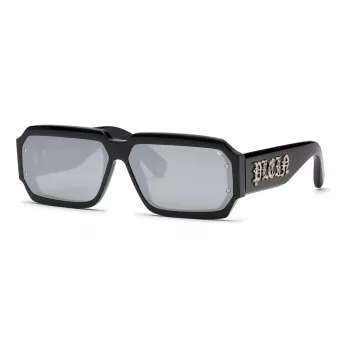 PHILIPP PLEIN SPP150-670700 pánske slnečné okuliare, čierny acetátový rám, tmavosivé sklá, 67/11/145 mm