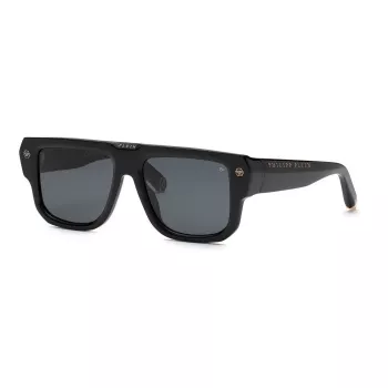 Philipp Plein SPP179-550Z29 pánske slnečné okuliare, čierny acetátový rám, sivé polykarbonátové sklá, 55/18/145 mm