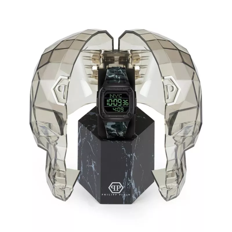 Philipp Plein The $kull pánske quartz hodinky 44 mm ušľachtilá oceľ čierny silikón PWHAA1822