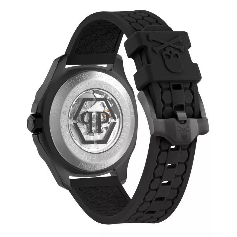 Philipp Plein The Skeleton automatické pánske hodinky PWRAA0923 42 mm čierny silikón