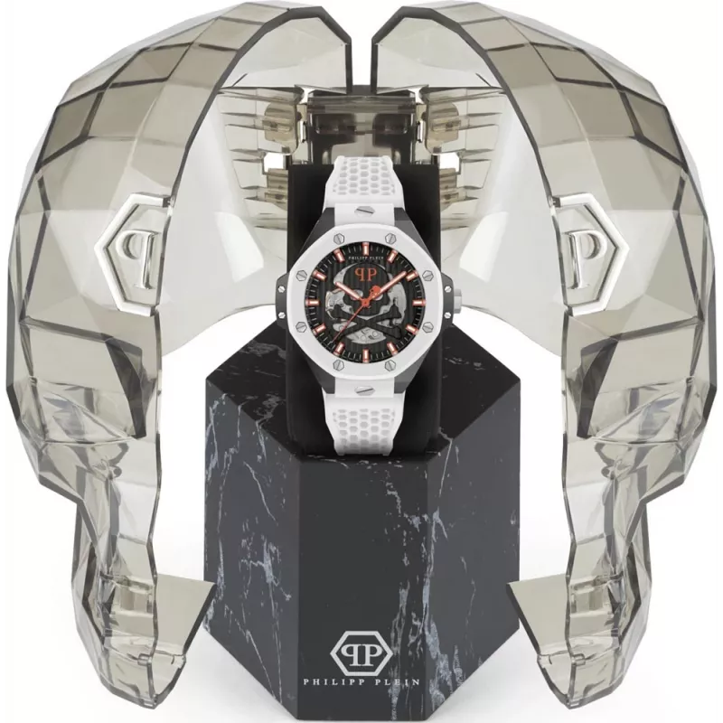 Philipp Plein The Skeleton pánske automatické hodinky PWPFA0724 46 mm čierny silikón