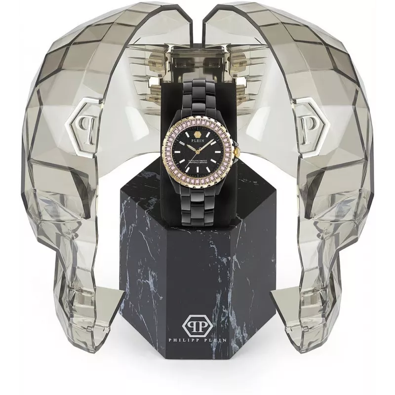 Philipp Plein The Skull dámske quartzové hodinky 38 mm nerezová oceľ čierny silikón PWPPA0324
