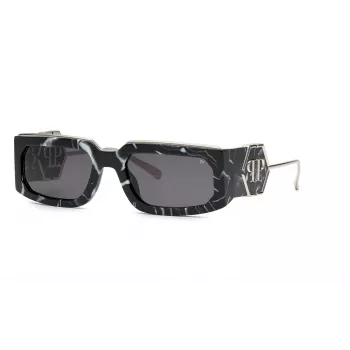 PHILIPP PLEIN unisex slnečné okuliare SPP119M580Z21 - čierny acetátový rám, sivé polykarbonátové sklá, UV400 ochrana