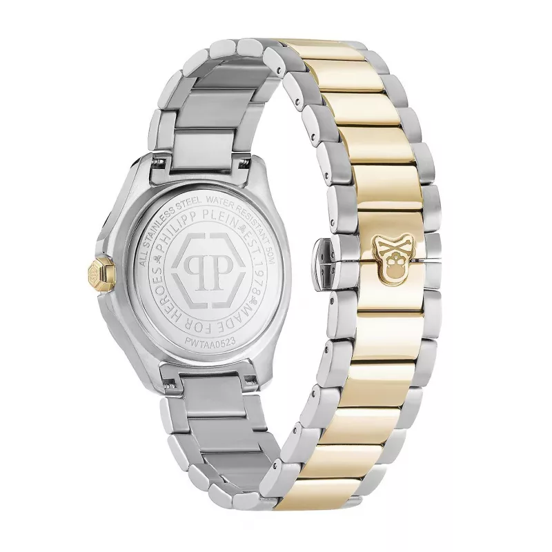 Philipp Plein dámske PWTAA0523 automatické skeleton hodinky 38mm ružové zlato oceľ a čierny silikón