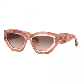 Philipp Plein dámske slnečné okuliare SPP099M5506Z8 - čierny acetátový rám, sivé sklá, 55/18/140 mm