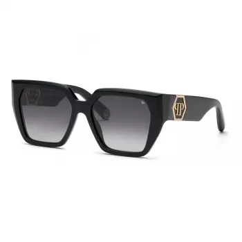Philipp Plein Dámske slnečné okuliare SPP160-570700 Čierny acetátový rám Sivé sklá 57mm