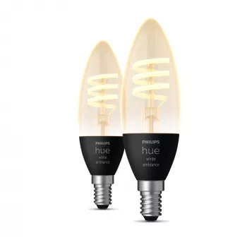 Philips Hue E14 White Ambiance 4,6W LED filamentová sviečková žiarovka 2 balenie