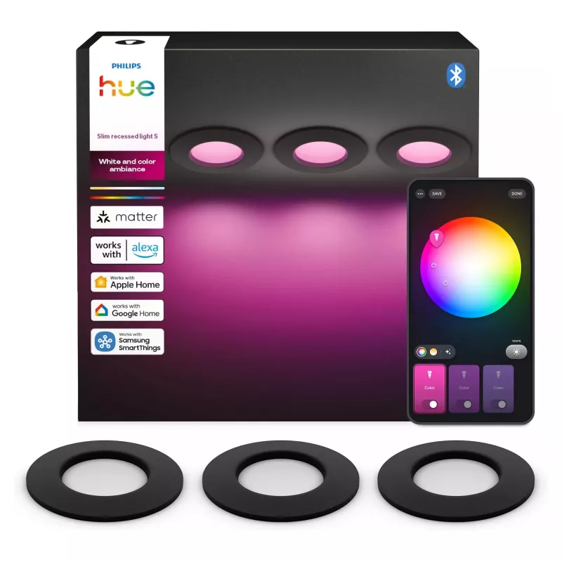 Philips Hue White & Color Ambiance Slim Recessed Light S x3 - čierna