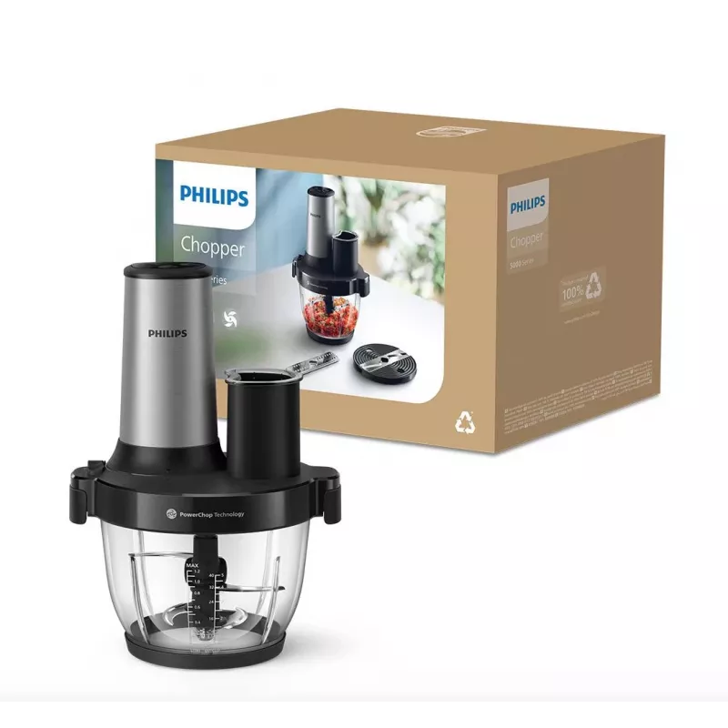 Philips Series 5000 kuchynský robot sekáčik HR1504/00, 800 W, 2,1 L misa, biela