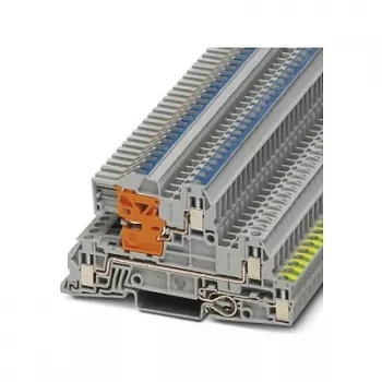Phoenix 3076028 UTI 2,5-PE/L/NT 3-poschodový inštalačný svorkový blok, skrutková svorka, 2,5 mm², 400 V, 24 A, montáž na lištu, sivý