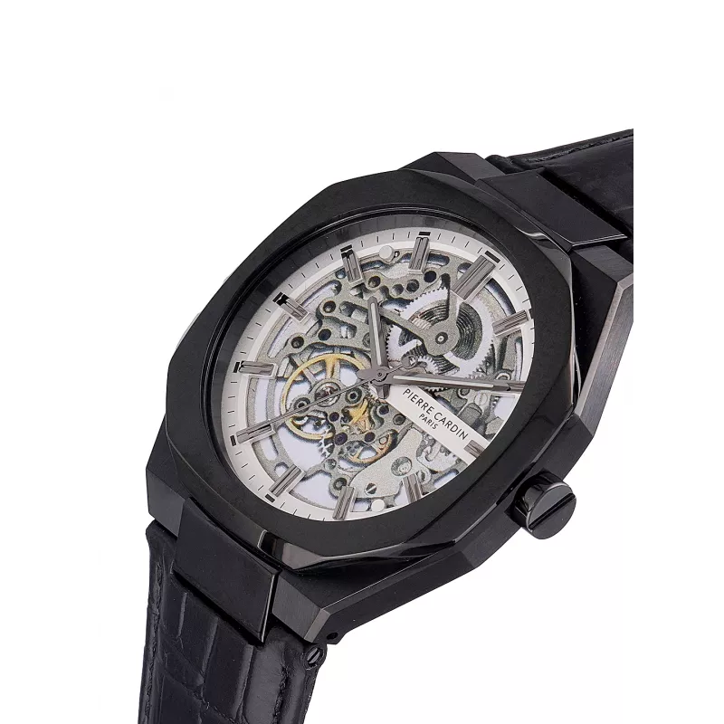 Pierre Cardin pánske analógové quartz hodinky CF.1002.LB.1 42 mm čierny ciferník kožený remienok