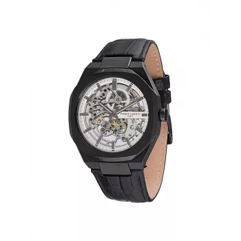 Pierre Cardin pánske analógové quartz hodinky CF.1002.LB.1 42 mm čierny ciferník kožený remienok