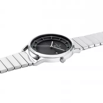 Pierre Cardin pánske analógové quartz hodinky CLC.6006 - 43 mm nerezové puzdro čierny kožený remienok