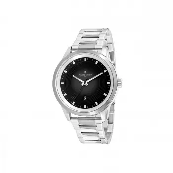 Pierre Cardin pánske quartz analógové hodinky CCP.5024 - 45 mm nerezové puzdro, čierny ciferník, čierny kožený remienok