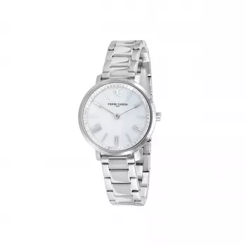 Pierre Cardin dámske quartzové náramkové hodinky CBC.5002 32mm puzdro z ušľachtilej ocele, biely ciferník, čierny kožený remienok