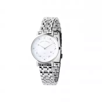 Pierre Cardin dámske quartz náramkové hodinky CCM.0550 32 mm puzdro z ušľachtilej ocele strieborný ciferník čierny kožený remienok