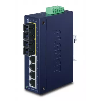PLANET ISW-621TS15 priemyselný nemanažovaný L2 Fast Ethernet switch so 4x 10/100 + 2x 100Base-FX SC Multi-Mode, montáž na DIN lištu/stenu, -40 až 75 °C