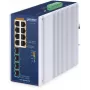 PLANET TECHNOLOGY CORP. IGS-5225-8P4X priemyselný 8-portový 10/100/1000T 802.3bt PoE + 4-portový 10G SFP+ Ethernet switch (360W PoE rozpočet, PoE Usage LED, -40~75°C, duálny 48~54V DC)