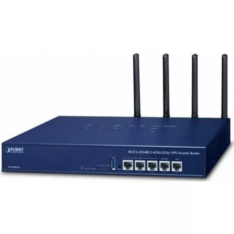 PLANET VR-300W6A Enterprise Wi-Fi 6 AX3000 Dual-Band Gigabit router s VPN, VLAN, QoS, HA, AP-Controller, 2x WAN SD-WAN, 3x LAN