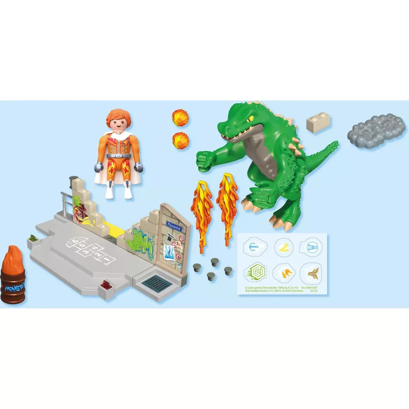 PLAYMOBIL 71831 Dino Rise Heroes: Súboj hrdinov s obrím jašterom, akčná dobrodružná herná súprava, viacfarebná