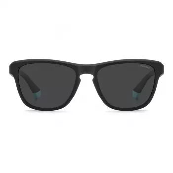 POLAROID PLD2168S003 pánske obdĺžnikové slnečné okuliare - matný čierny rám, sivé polarizované sklá, 54 mm