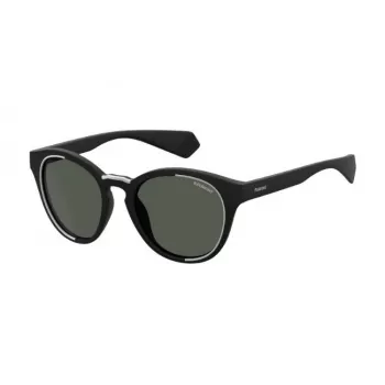 Polaroid PLD6065S807 unisex hranaté slnečné okuliare - čierny rám, sivé polarizované sklá, 52 mm