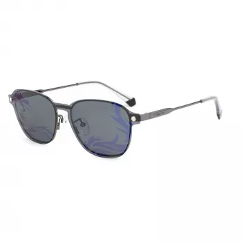 POLAROID PLD6119GCSKJ1 unisex obdĺžnikové slnečné okuliare - sivé polarizované sklá, čierny rám, 53 mm