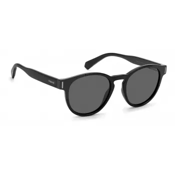 Polaroid PLD6175S807M9 unisex obdĺžnikové slnečné okuliare - čierny rám sivé polarizované šošovky 51mm
