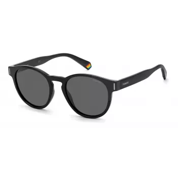 Polaroid PLD6175S807M9 unisex obdĺžnikové slnečné okuliare - čierny rám sivé polarizované šošovky 51mm