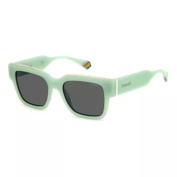 POLAROID PLD6198SX1EDF unisex obdĺžnikové slnečné okuliare - čierny rám sivé polarizované sklá 52mm