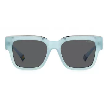 POLAROID PLD6198SXMVUF Unisex hranaté slnečné okuliare - čierny rám sivé polarizované šošovky 52mm