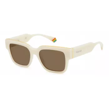 POLAROID PLD6198SXSZJ unisex obdĺžnikové slnečné okuliare - havana rám, zelené polarizované sklá - 52/18/140 mm