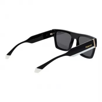 POLAROID PLD6224SX5480 unisex obdĺžnikové slnečné okuliare - čierny rám, sivé polarizované šošovky, 54 mm