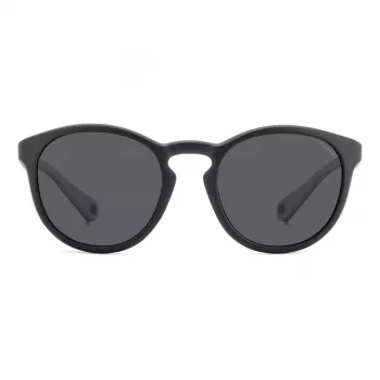 Polaroid PLD7050S003 unisex obdĺžnikové slnečné okuliare - čierny rám, sivé polarizované sklá