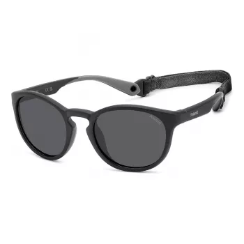 Polaroid PLD7050S003 unisex obdĺžnikové slnečné okuliare - čierny rám, sivé polarizované sklá