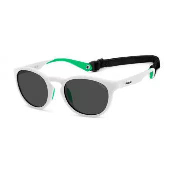 POLAROID PLD7050SVK6 unisex obdĺžnikové slnečné okuliare - čierny rám, sivé polarizované šošovky, 52 mm